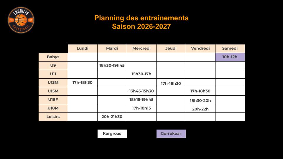 Planning d'entraînement